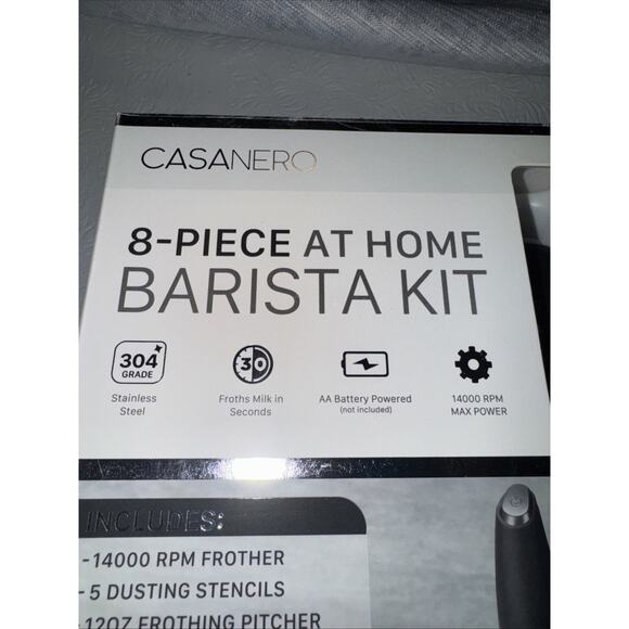 At Home Barista Kit Frother Dusting Stencils 12oz Frothing Pitcher & Stand - Picture 6 of 10